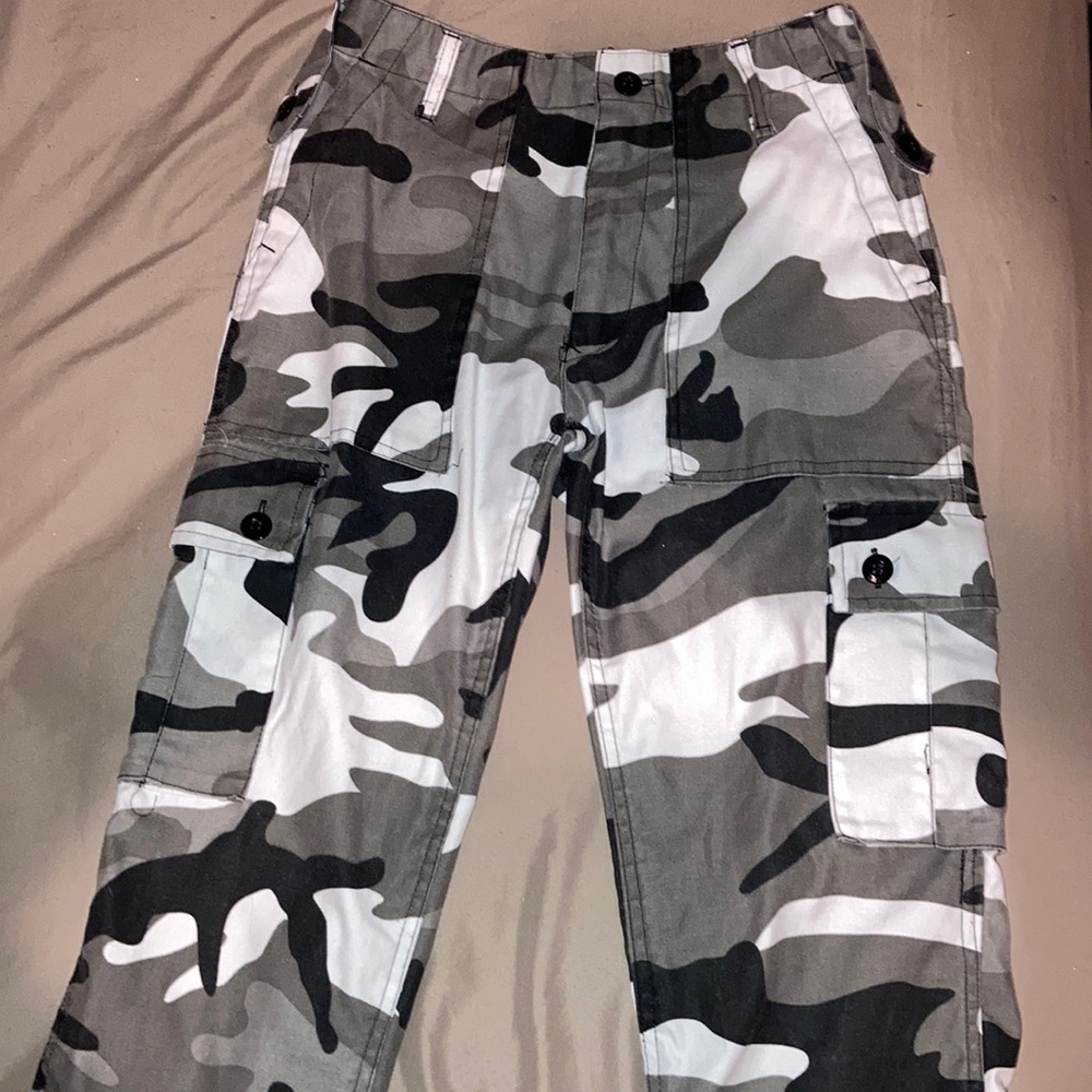 black and white cargo pants
